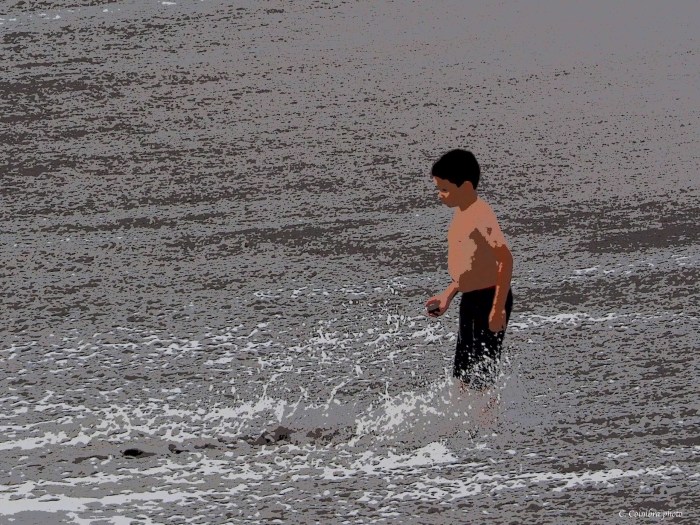 Boy Throwing Rocks -- Art Set